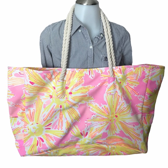 Lily Pulitzer Be The Sunshine Canvas Tote NEW - Picture 3 of 7